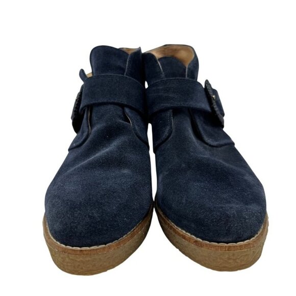 Jack Rogers Izzie Blue Suede Wedge Boot Bootie Adjustable Buckle Women's Size 7 - Picture 7 of 14